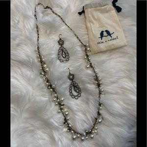 New Chloe+Isabel pearl stone Necklace Earring Set